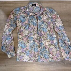 Vintage 70s Tucci Floral Blouse | Romantic Cottagecore Boho Button Down